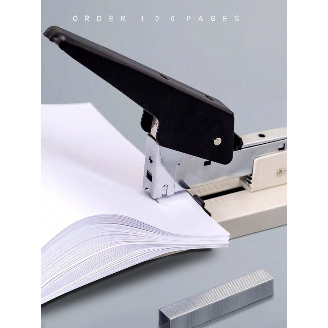 Large Size Heavy Duty Stapler – Long Arm, Effortless, Thickened Bookbinding Machine, Binds 100-120 Pages / 13mm Staples Pin 23/13