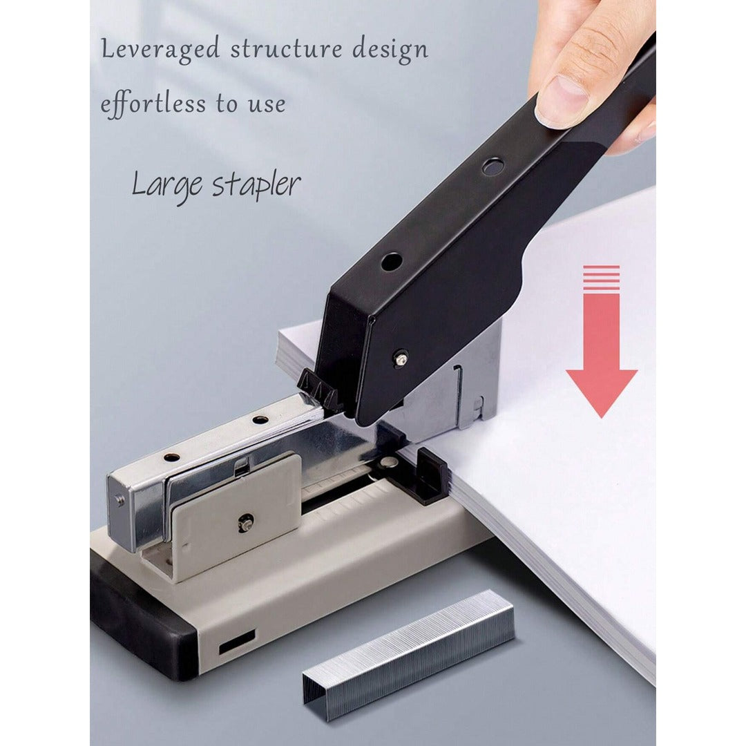 Large Size Heavy Duty Stapler – Long Arm, Effortless, Thickened Bookbinding Machine, Binds 100-120 Pages / 13mm Staples Pin 23/13