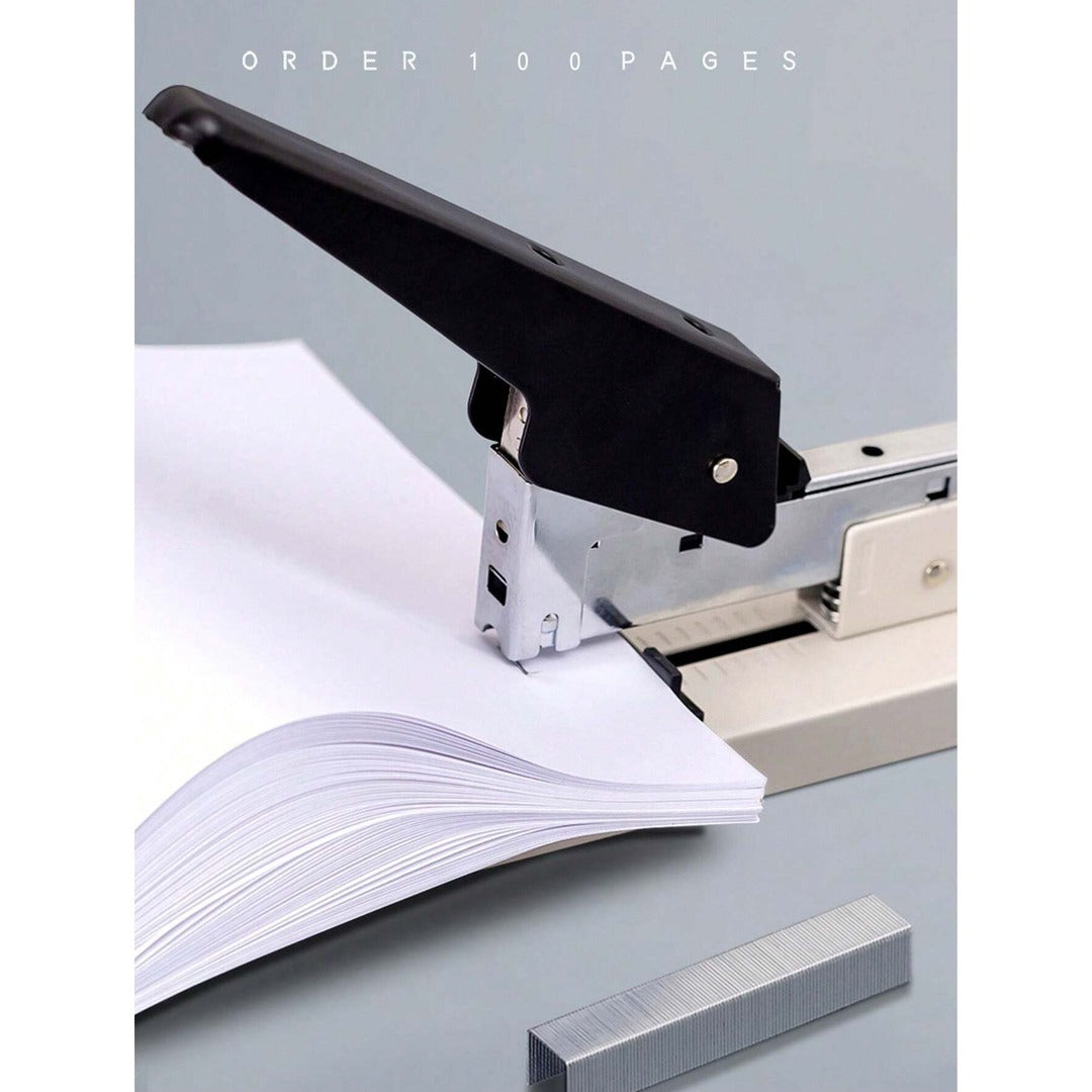 Large Size Heavy Duty Stapler – Long Arm, Effortless, Thickened Bookbinding Machine, Binds 100-120 Pages / 13mm Staples Pin 23/13