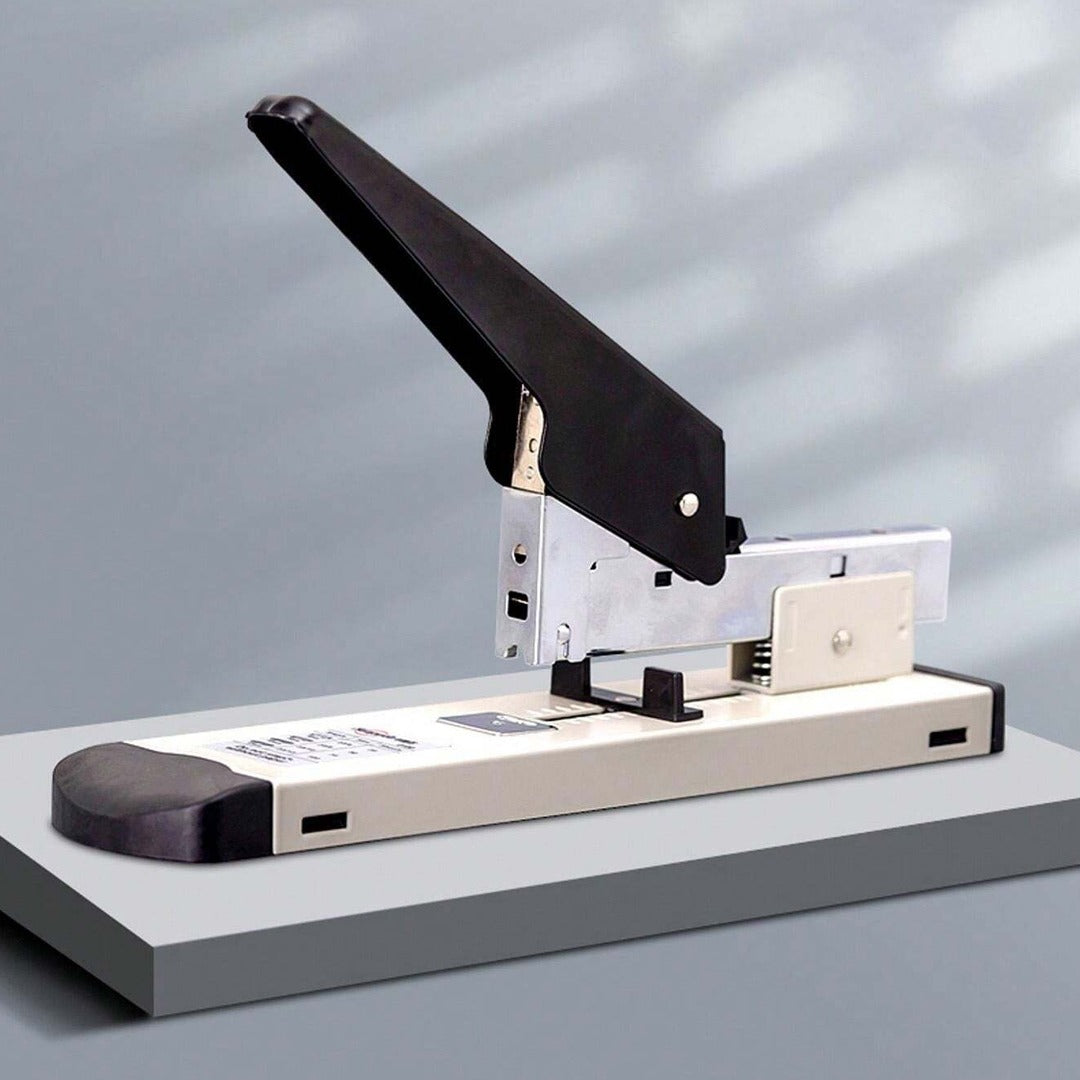 Large Size Heavy Duty Stapler – Long Arm, Effortless, Thickened Bookbinding Machine, Binds 100-120 Pages / 13mm Staples Pin 23/13