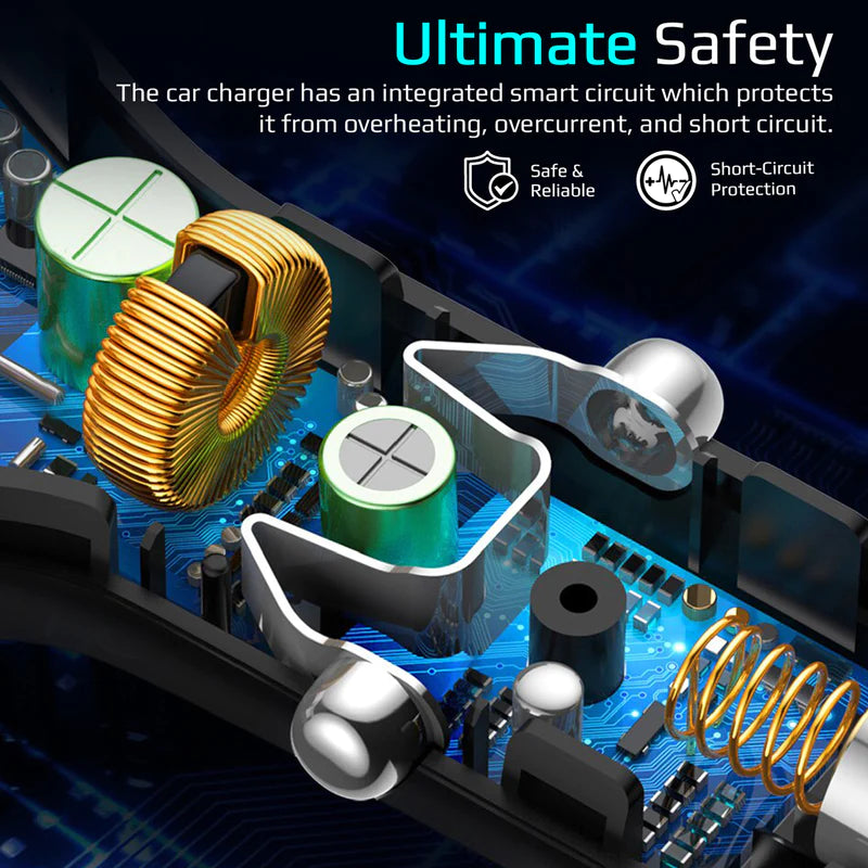 شاحن السيارة Promate VolTrip-Uni - منفذ USB 3.4 أمبير؛ كابل متعدد التوصيلات