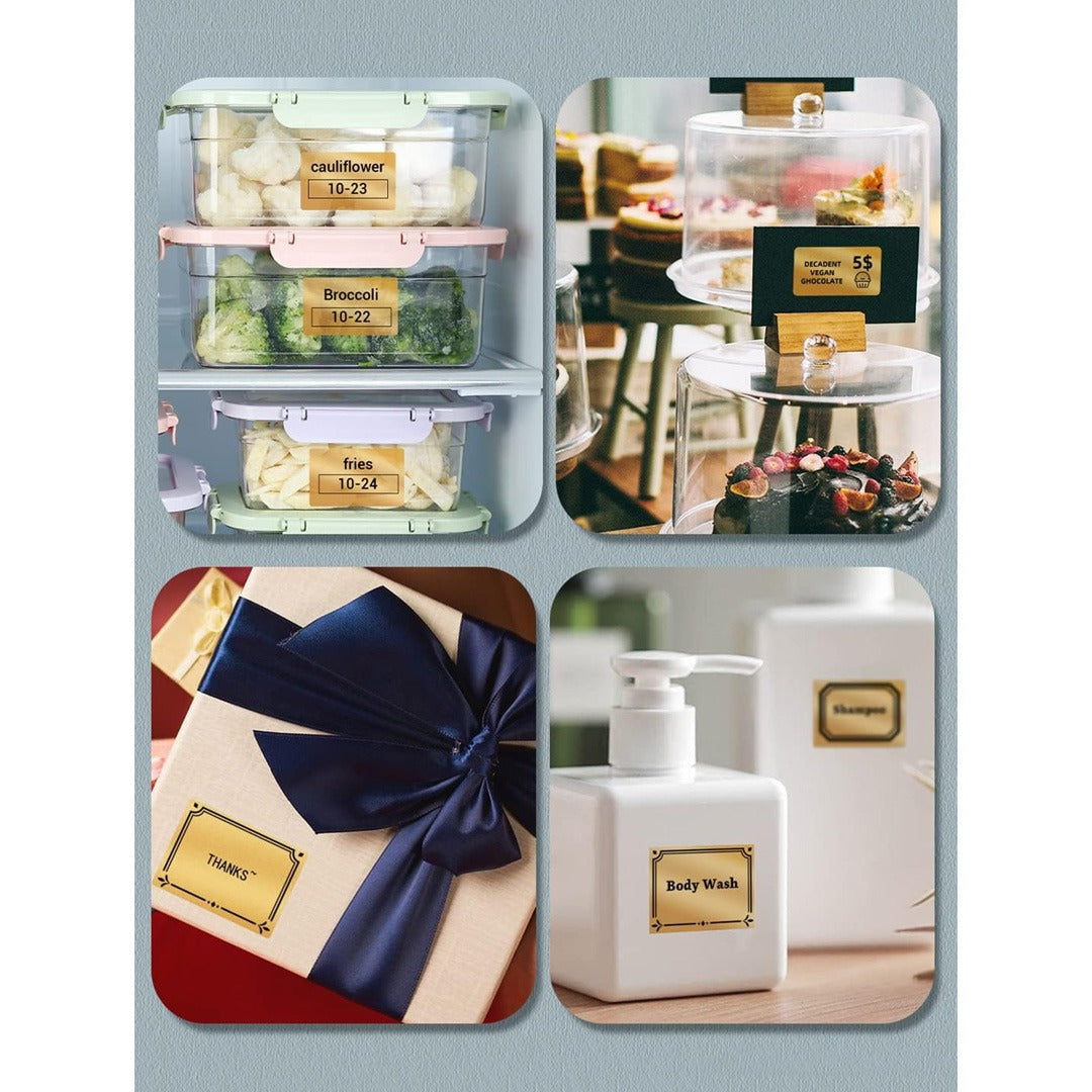 Phomemo Printer Labels 40 X 30mm Gold Glitter Square Label – 1 Roll (230 labels/per roll) – XP-GD4030