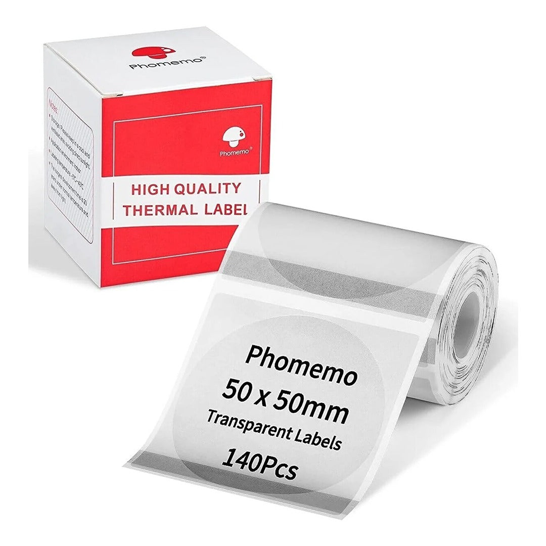 Phomemo Printer Labels 50 X 50mm Transparent Round Label – 1 Roll (140 Labels/per roll) – XY5050-TT