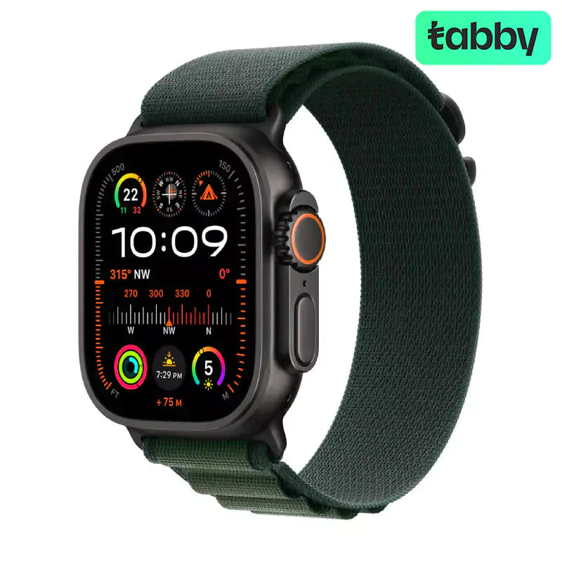 Apple Watch Ultra 2 (2024) - LTPO OLED / 64GB / 49mm / Small / Bluetooth / Wi-Fi / Cellular / Titanium Dark Green Alpine Loop