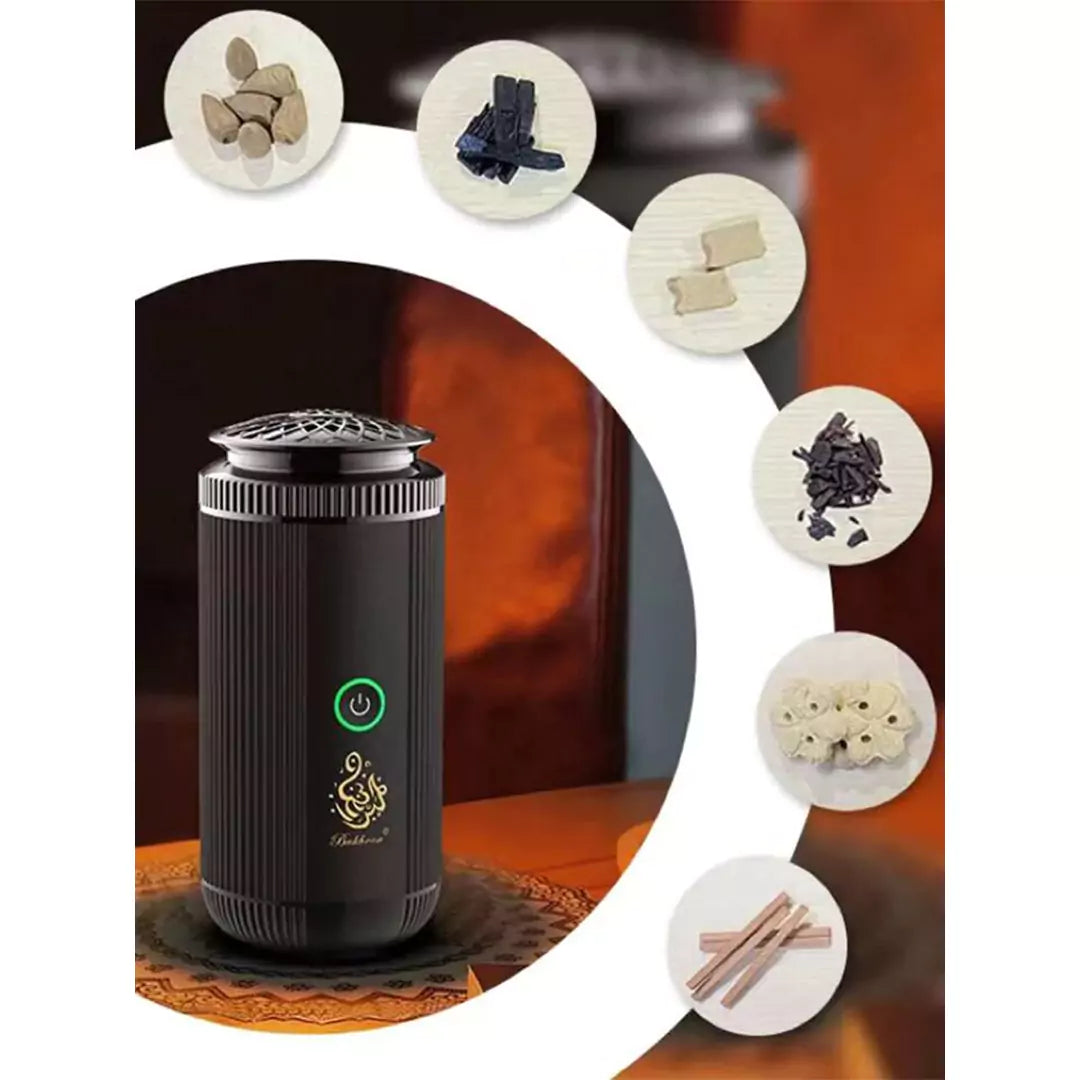 Stainless Steel Smart Portable Bakhoor Burner – Rechargeable Electric Incense Burner with USB Type-C
