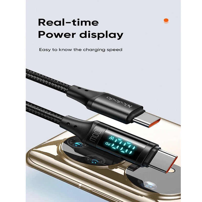 Mcdodo CA-110 Digital HD Fast Charge Data Cable – Type-C / 100W / 1.2 Meter / Black