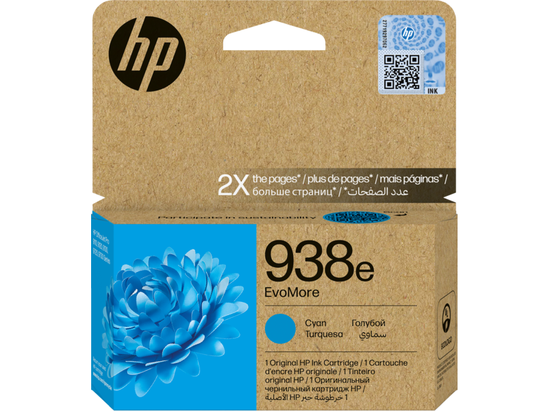 HP 938e  XL EvoMore Cyan Original Ink Cartridge (4S6X9PE)