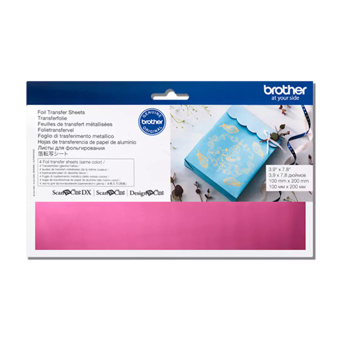 Brother CAFTSPNK1 Pink Foil Transfer Sheets – 10cm × 20cm