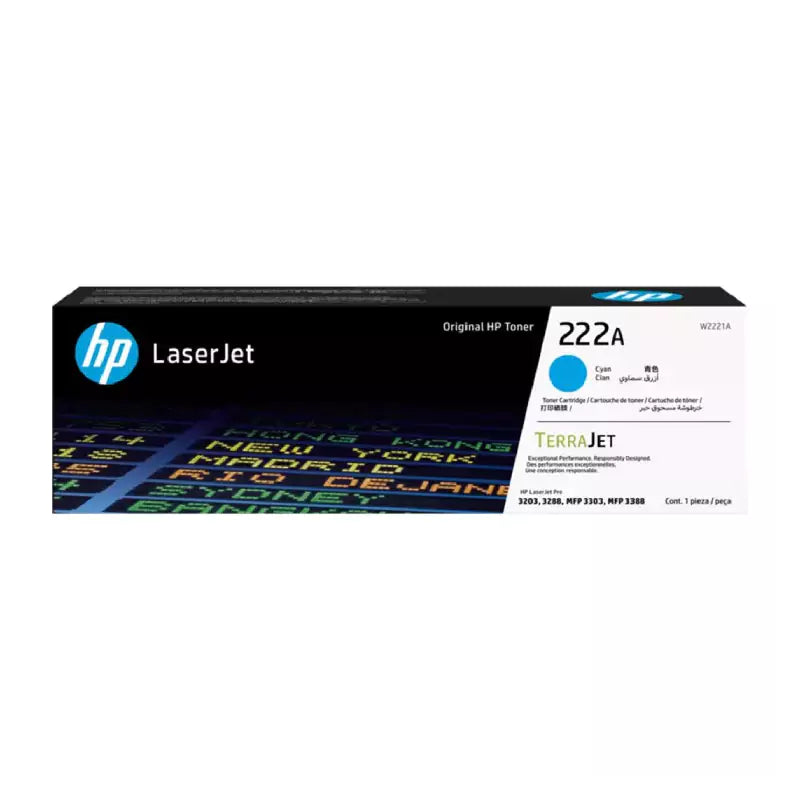 خرطوشة حبر طابعة ليزر جت أصلية من HP 222A سماوي - 1200 صفحة / خرطوشة حبر / لون سماوي / حبر
