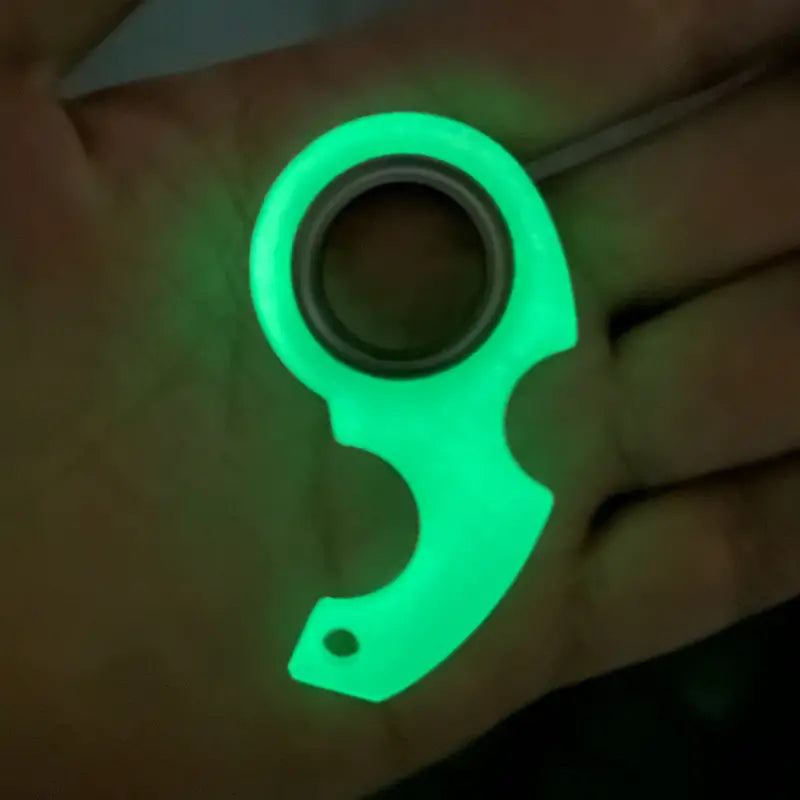 Stress Relief Spinner Ring Keychain – Boredom and Anxiety Relief, Spinning Toy / Black / Glow-in-the-Dark