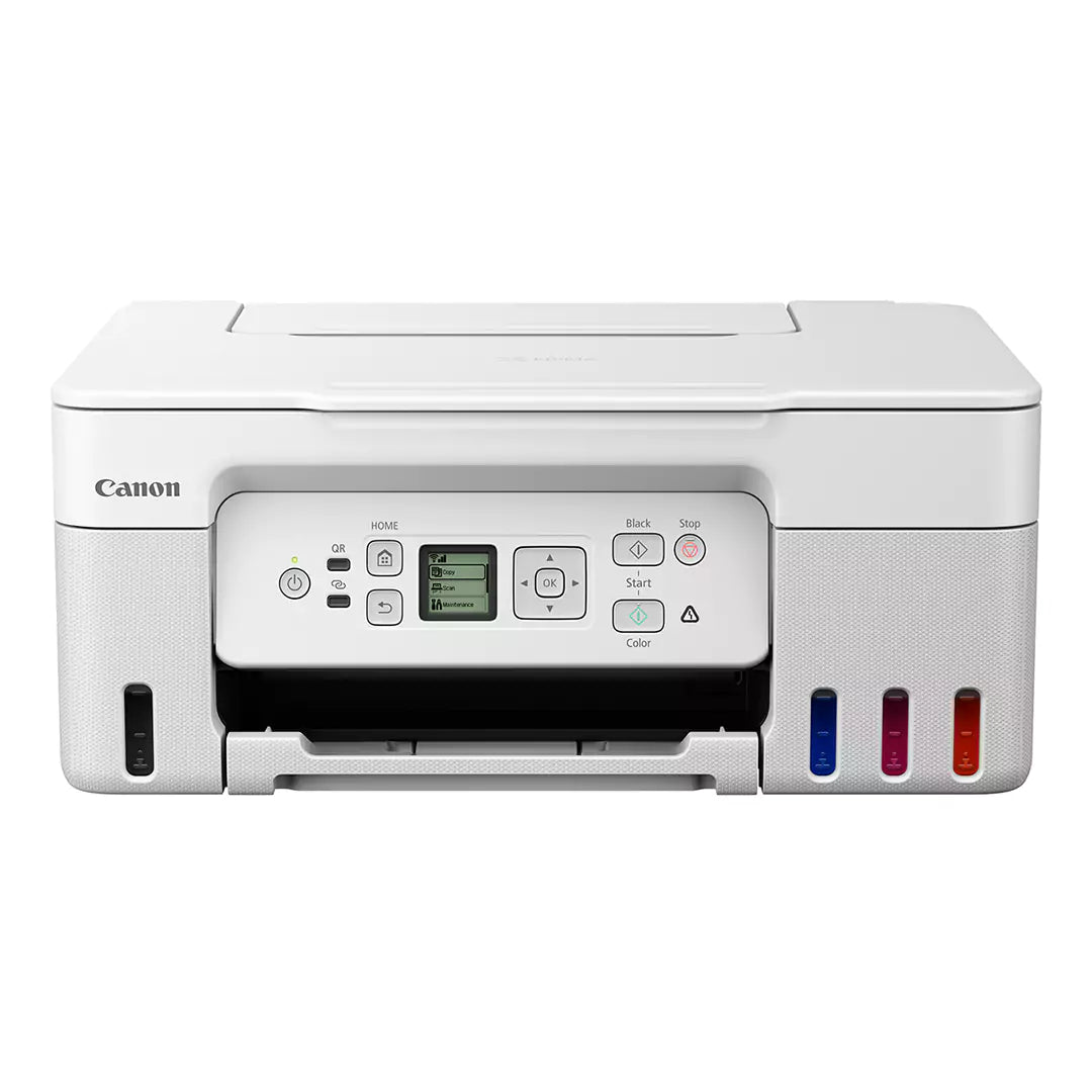 Canon PIXMA G3470 Wireless All-in-One MegaTank Printer - 11ppm / 4800dpi / A4 / Color / White + Bundle with A4 Paper