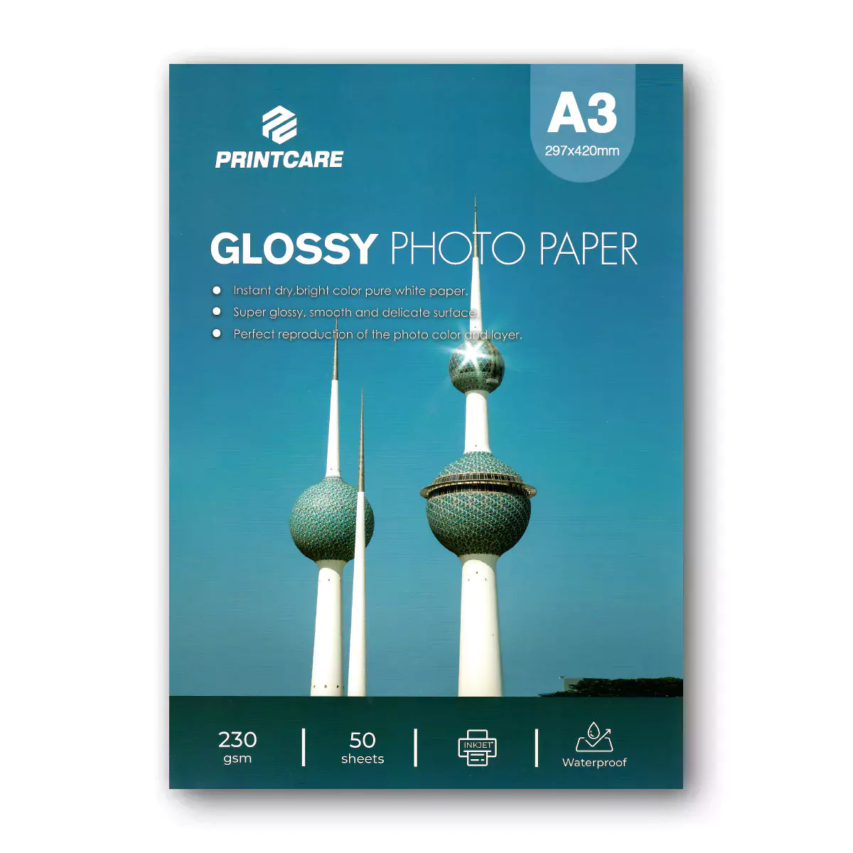 Print Care Glossy Photo Paper - A3 / 230GSM / 50 Sheets / Waterproof Inkjet Printing