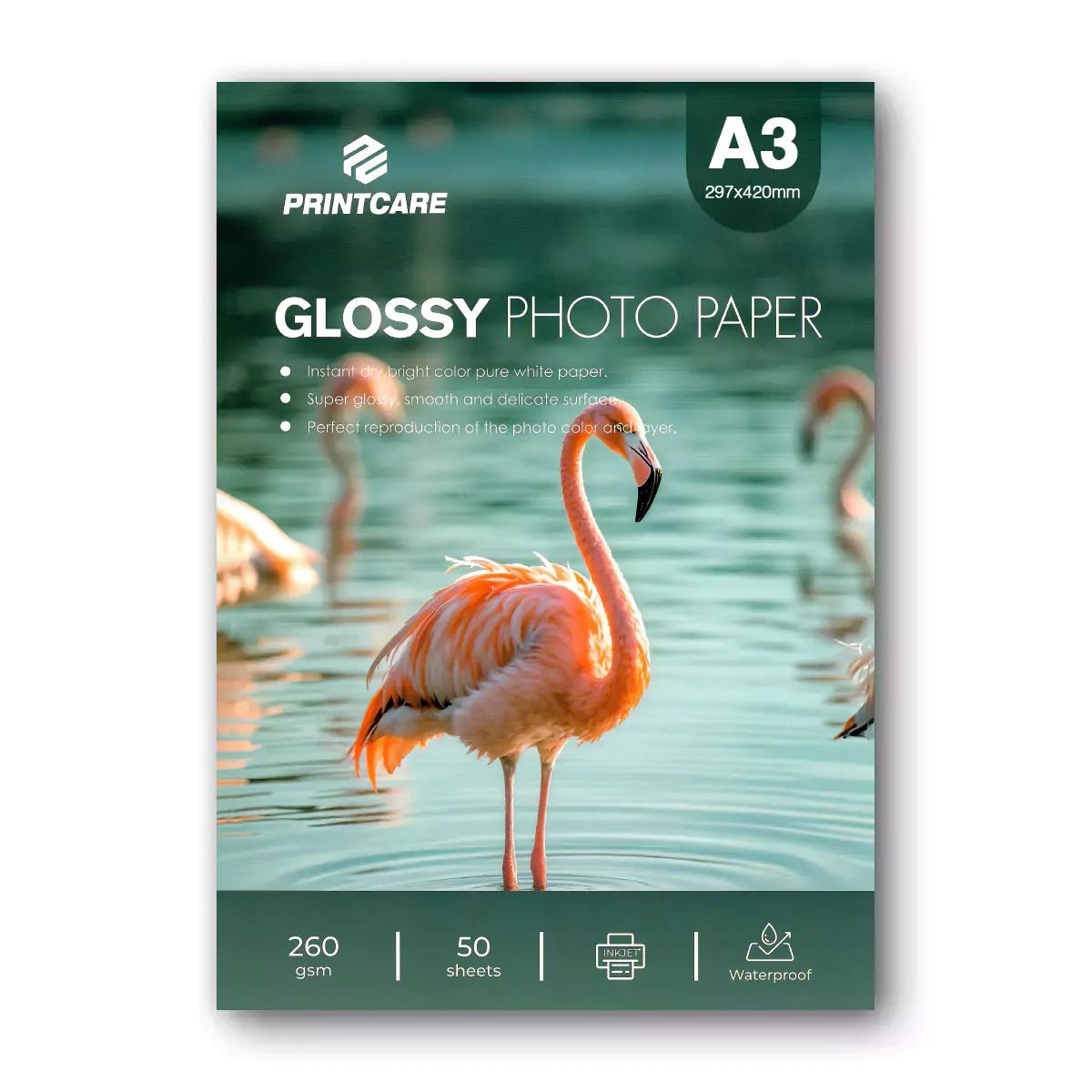 Print Care Glossy Photo Paper - A3 / 260GSM / 50 Sheets / Waterproof Inkjet Printing