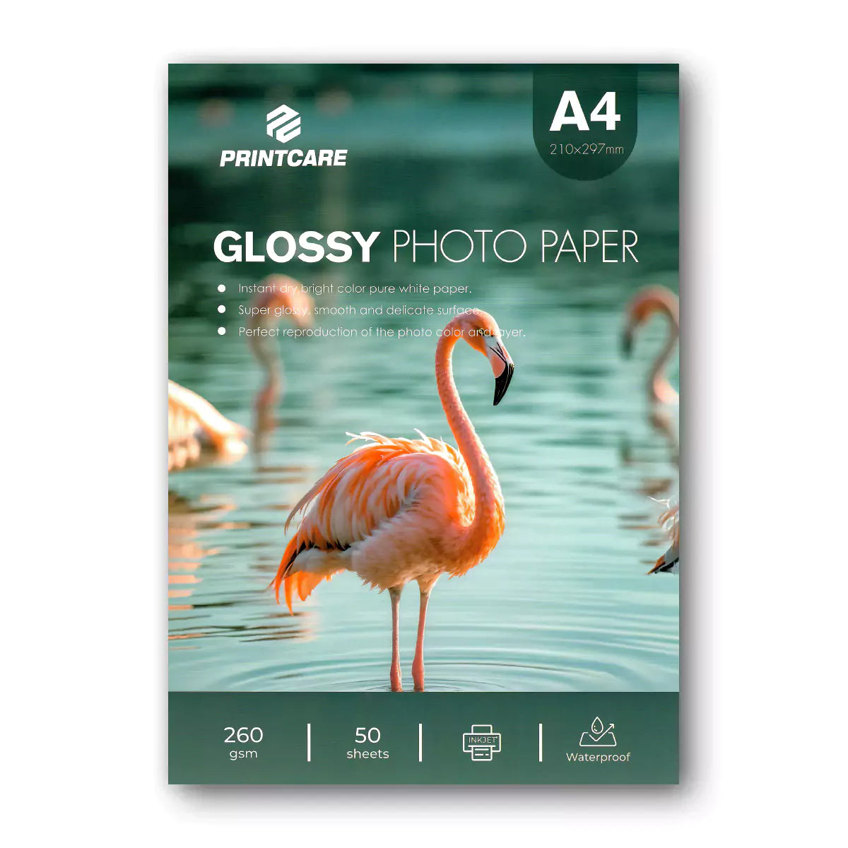 Print Care Glossy Photo Paper - A4 / 260GSM / 50 Sheets / Waterproof Inkjet Printing