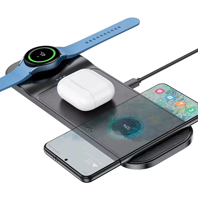 شاحن هوكو CQ6 ستيب 3 في 1 اللاسلكي السريع لساعة سامسونج - أسود