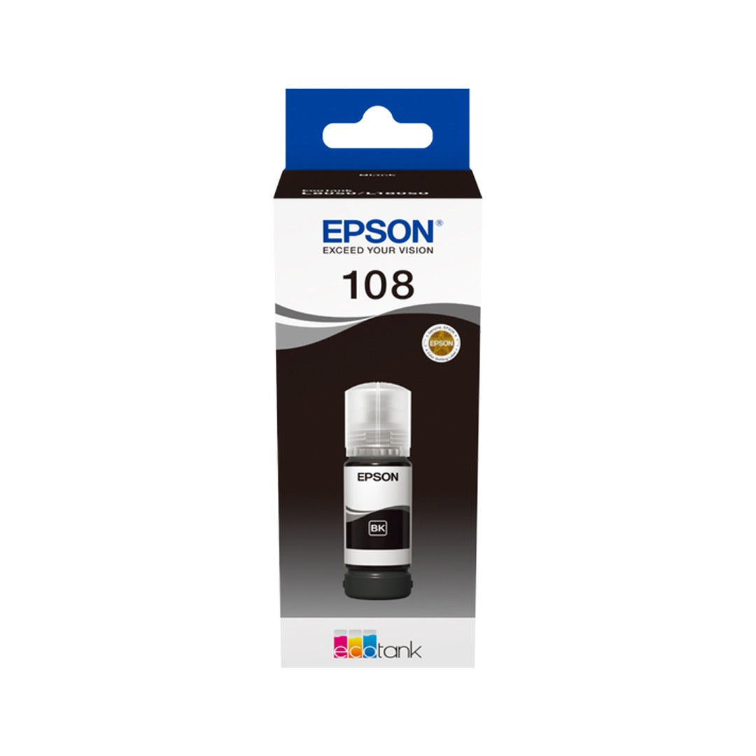 إبسون 108 زجاجة حبر أسود 108 - 5700 صفحة/ 70 مل/ لون أسود/ زجاجة حبر