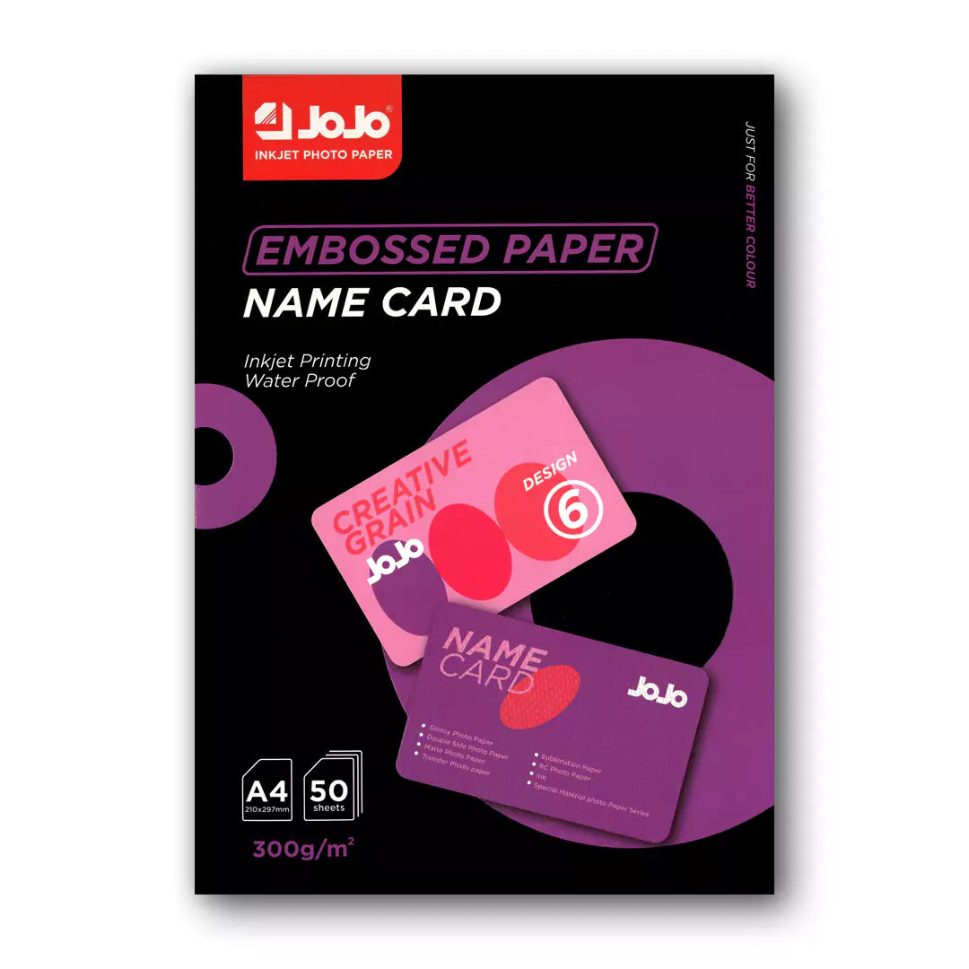 JoJo Creative Grain Glossy Embossed Double-Sided Name Card Paper - A4 / 300GSM / 50 Sheets / Waterproof Inkjet Printing / JY-3005-6