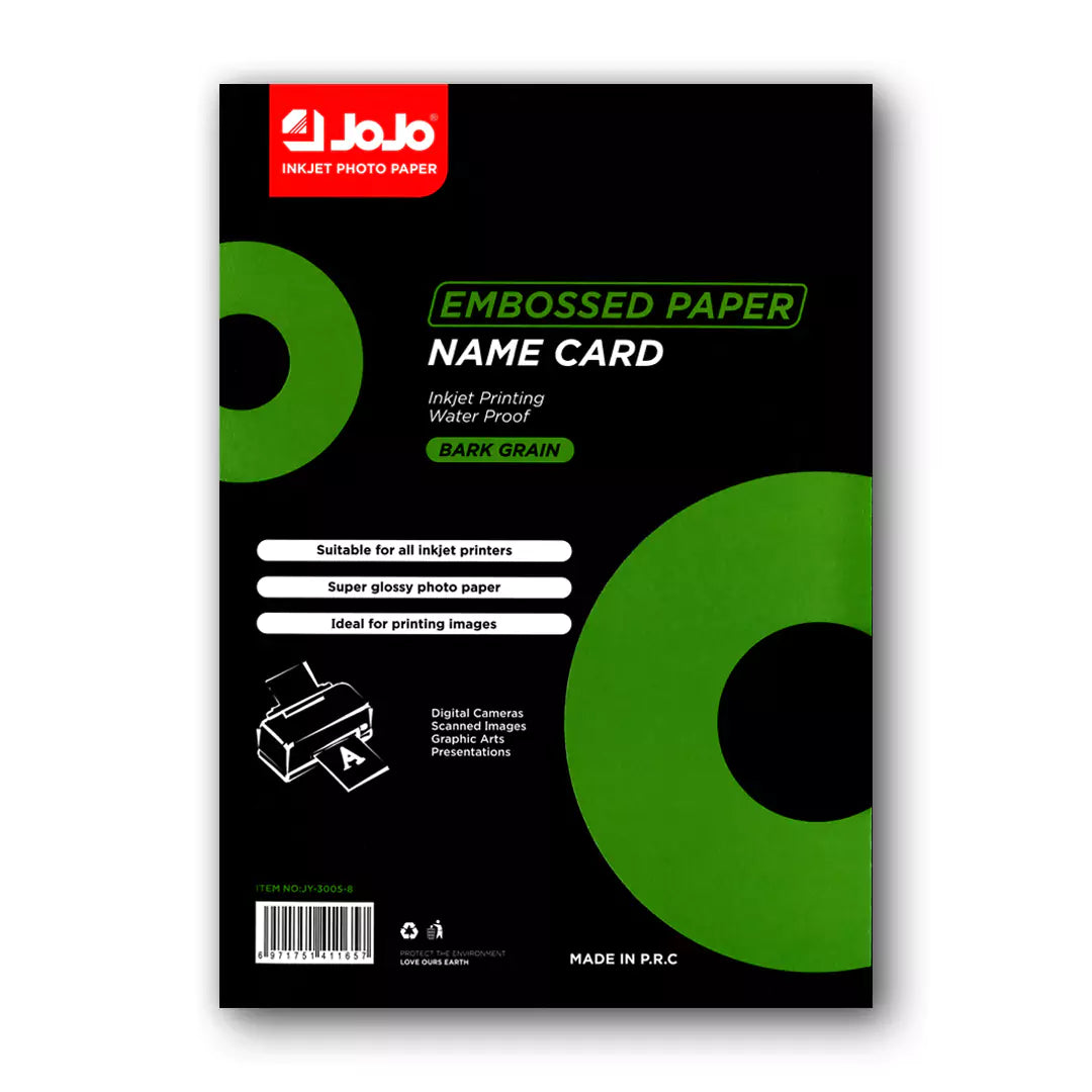 JoJo Bark Grain Embossed Double-Sided Name Card Paper - A4 / 300GSM / 50 Sheets / Waterproof Inkjet Printing / JY-3005-8