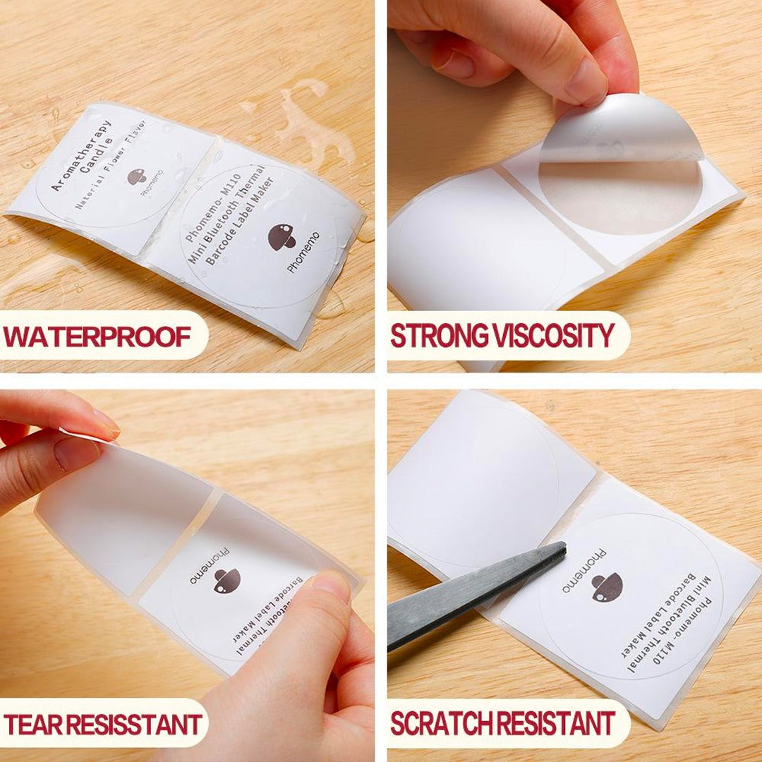 Phomemo Printer Labels 40 X 40mm Transparent Round Label – 1 Roll (180 Labels/per roll) - XY4040-TT