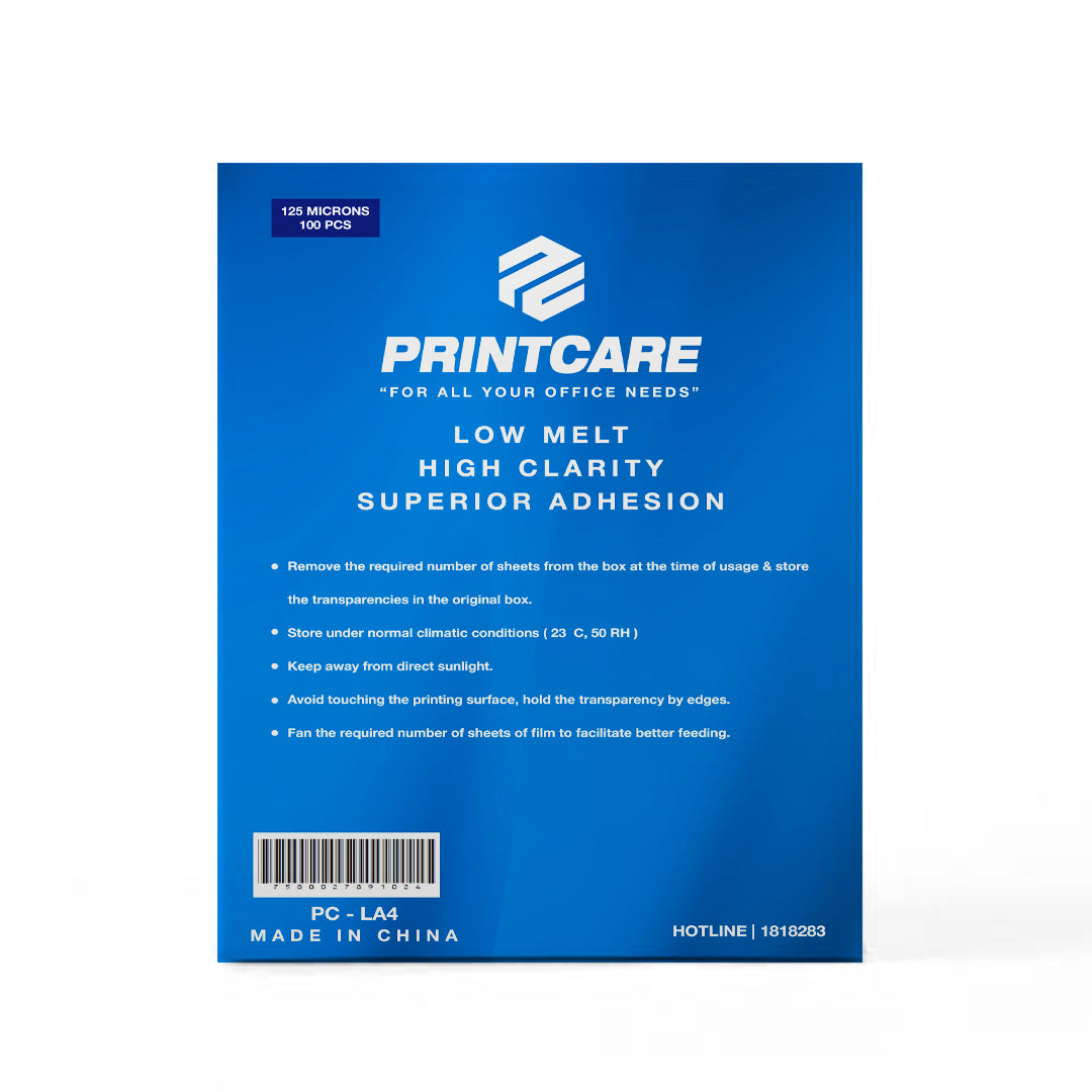 Print Care Laminating Film – A4/ 100 Sheets/ 125 Microns Thickness