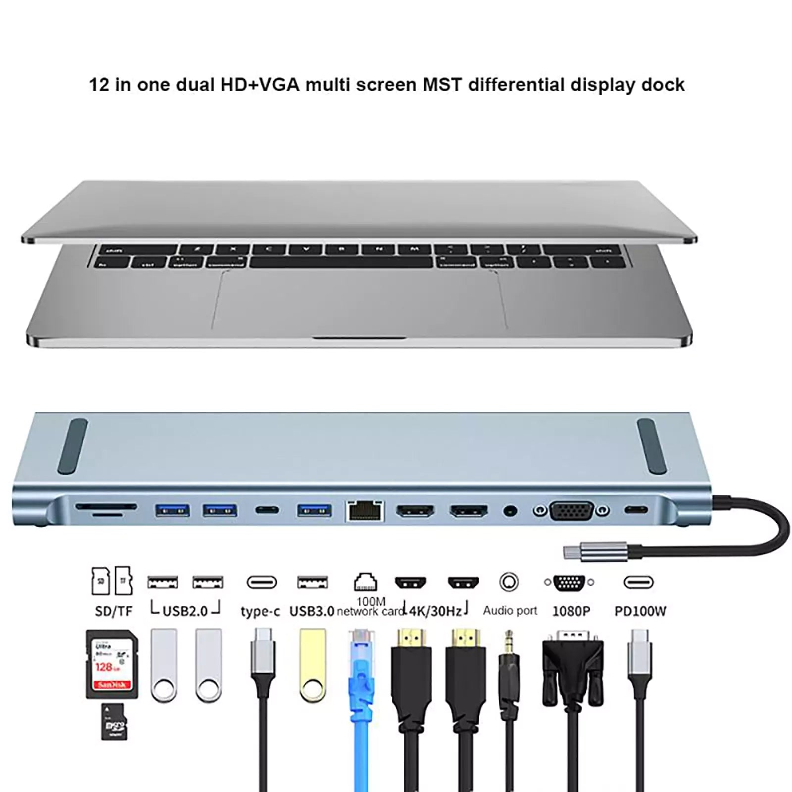 12-in-1 USB-C Multifunctional Docking Station Hub Adapter - BYL-2003U2