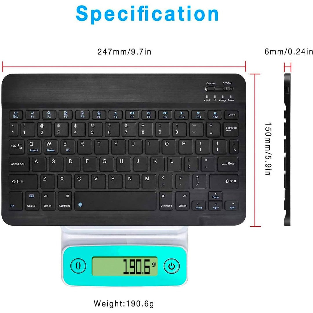 BK-100 Mini Bluetooth Keyboard – Wireless Rechargeable Keyboard for iOS, Android, Mac OS, and Windows – For Mobile, Tablet & TV -(English/Arabic)