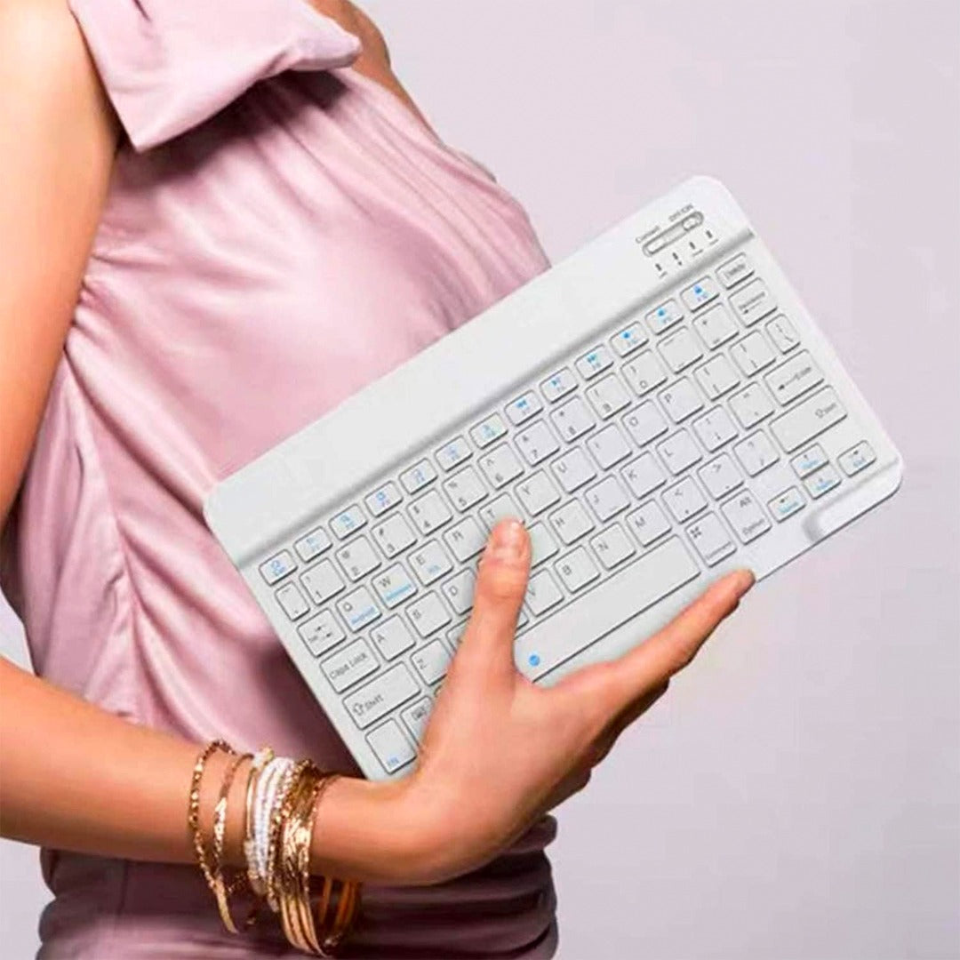 BK-100 Mini Bluetooth Keyboard – Wireless Rechargeable Keyboard for iOS, Android, Mac OS, and Windows – For Mobile, Tablet & TV -(English/Arabic)