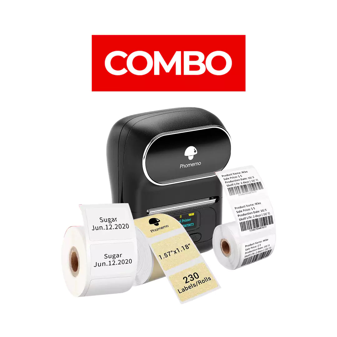 Phomemo M110 Bluetooth Portable Thermal Business Label Maker - 203dpi / 1500mAh / Black - Combo Offer