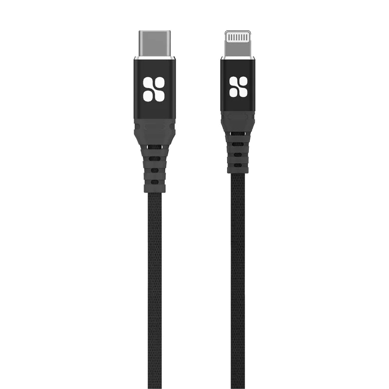 Promate Powercord USB-C to Lightning Data & Charger Cable – 1.2 Metre/ Black