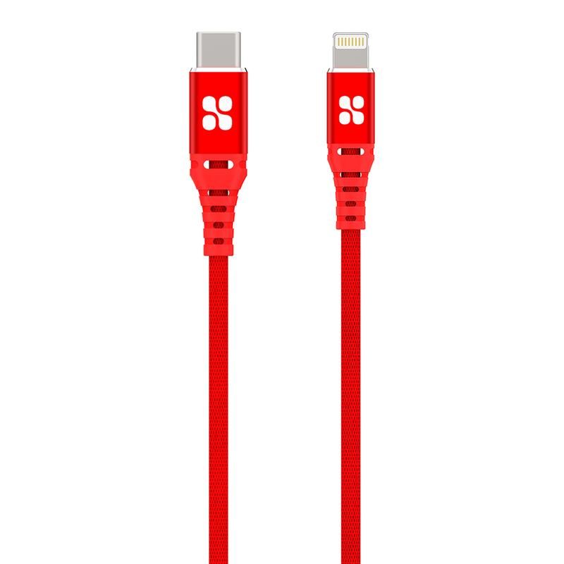 Promate Powercord USB-C to Lightning Data & Charger Cable – 1.2 Metre/ Red