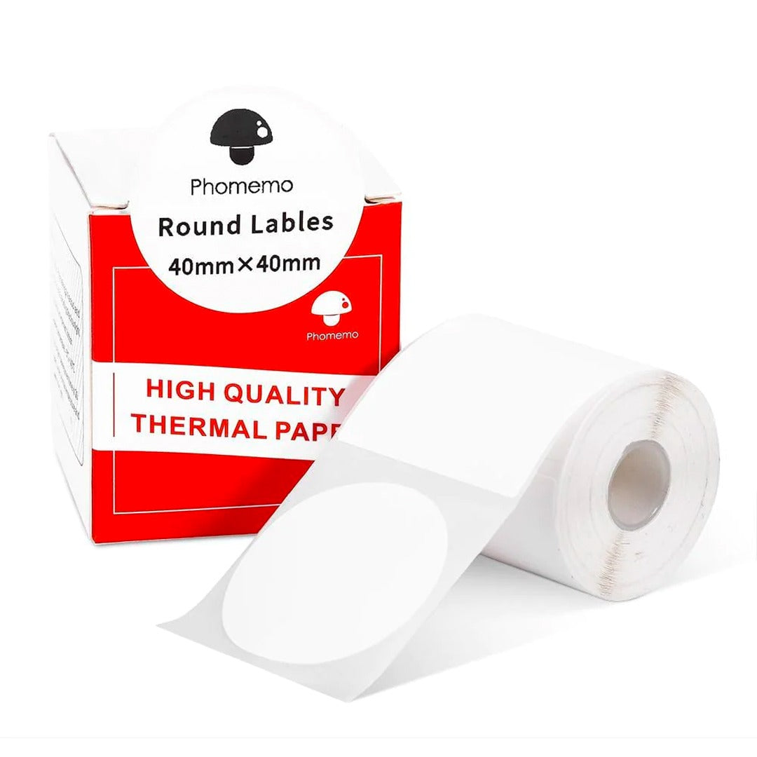 Phomemo Printer Labels 40 x 40mm Round White Label – 1 Roll (180 labels/per roll) - XY4040