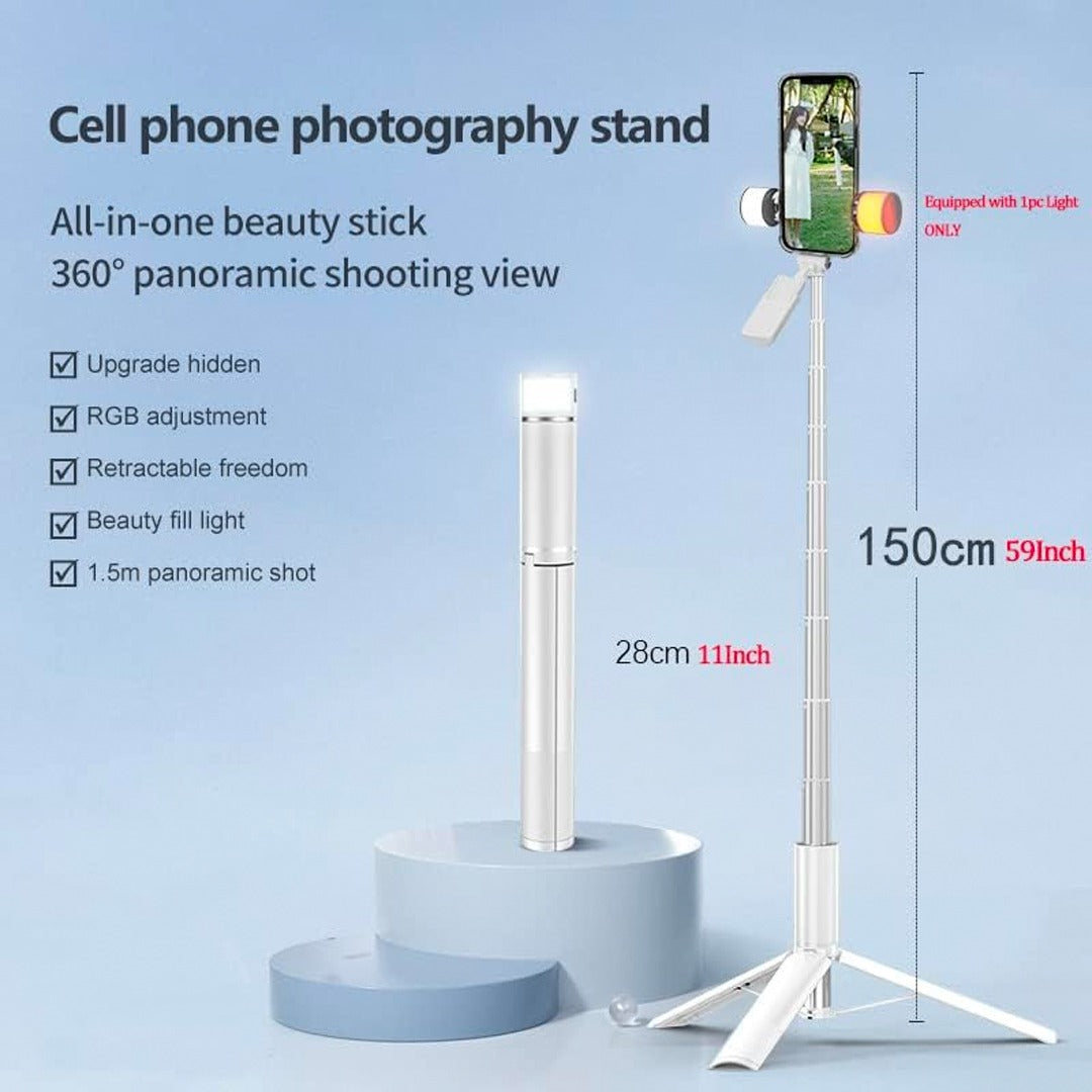 Adyss A900 Tripod Selfie Stick with Remote and RGB Light – 59 Inch