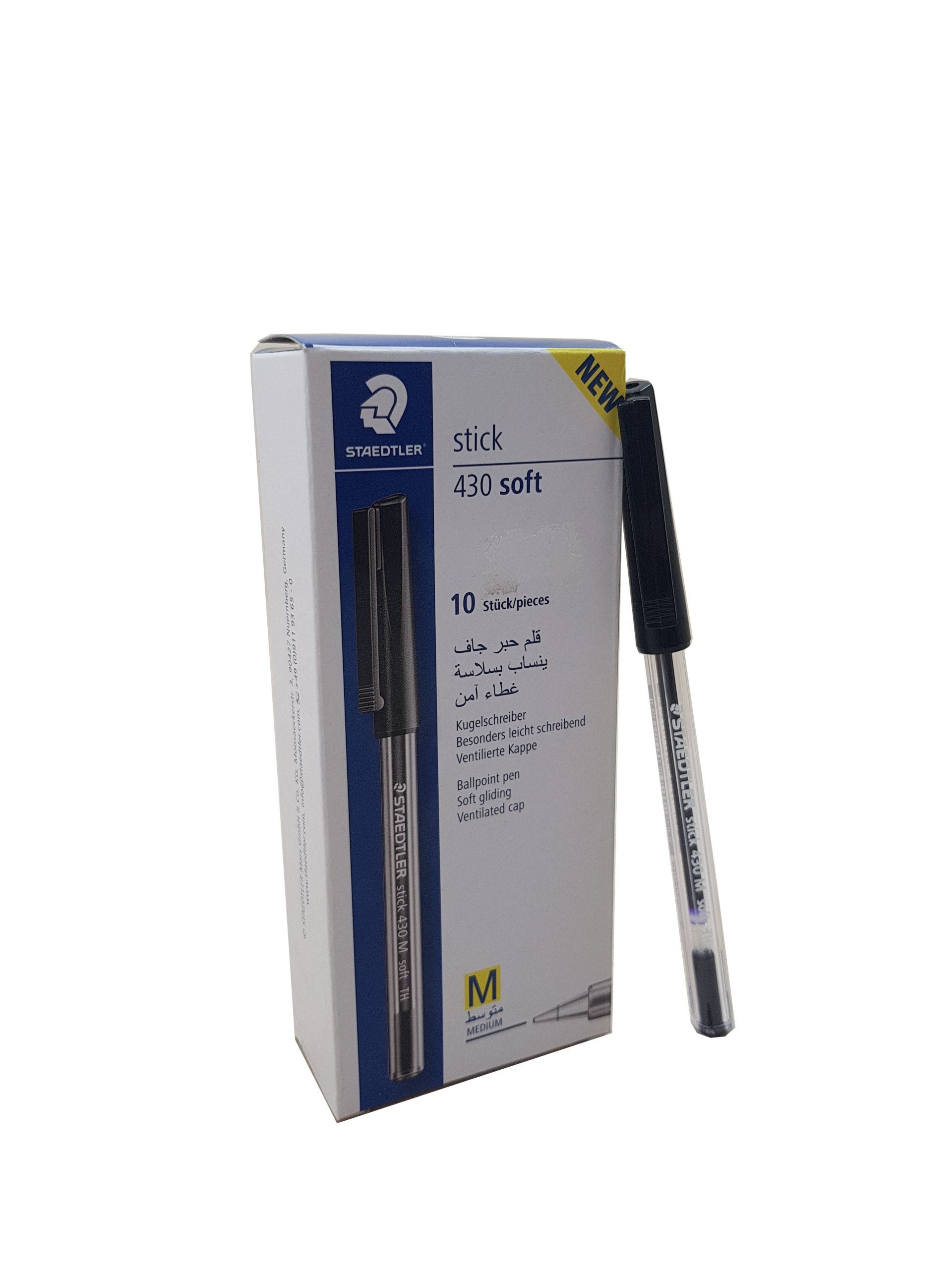 Staedtler Stick 430 Medium Black Ballpoint Pens - Box of 10