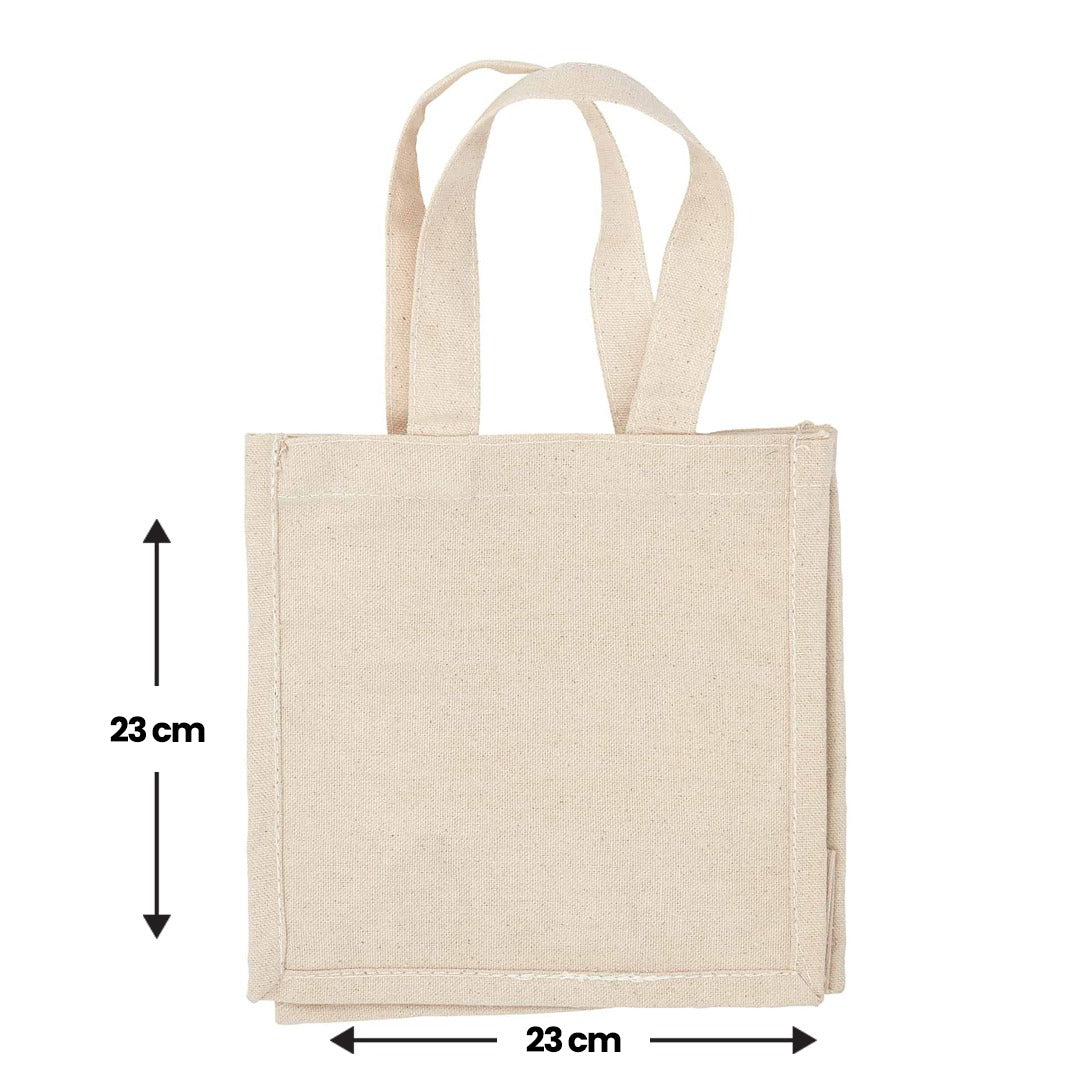 حقيبة قماشية قطنية سادة مع إغلاق فيلكرو - 23 سم × 23 سم × 12 سم/ الطباعة غير متضمنة