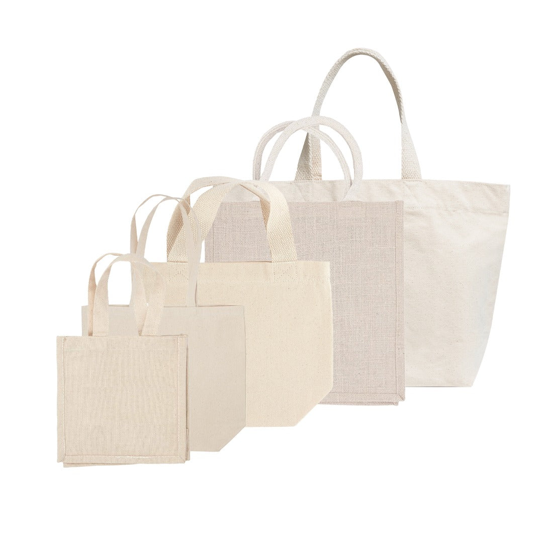 حقيبة قماشية قطنية سادة مع إغلاق فيلكرو - 23 سم × 23 سم × 12 سم/ الطباعة غير متضمنة