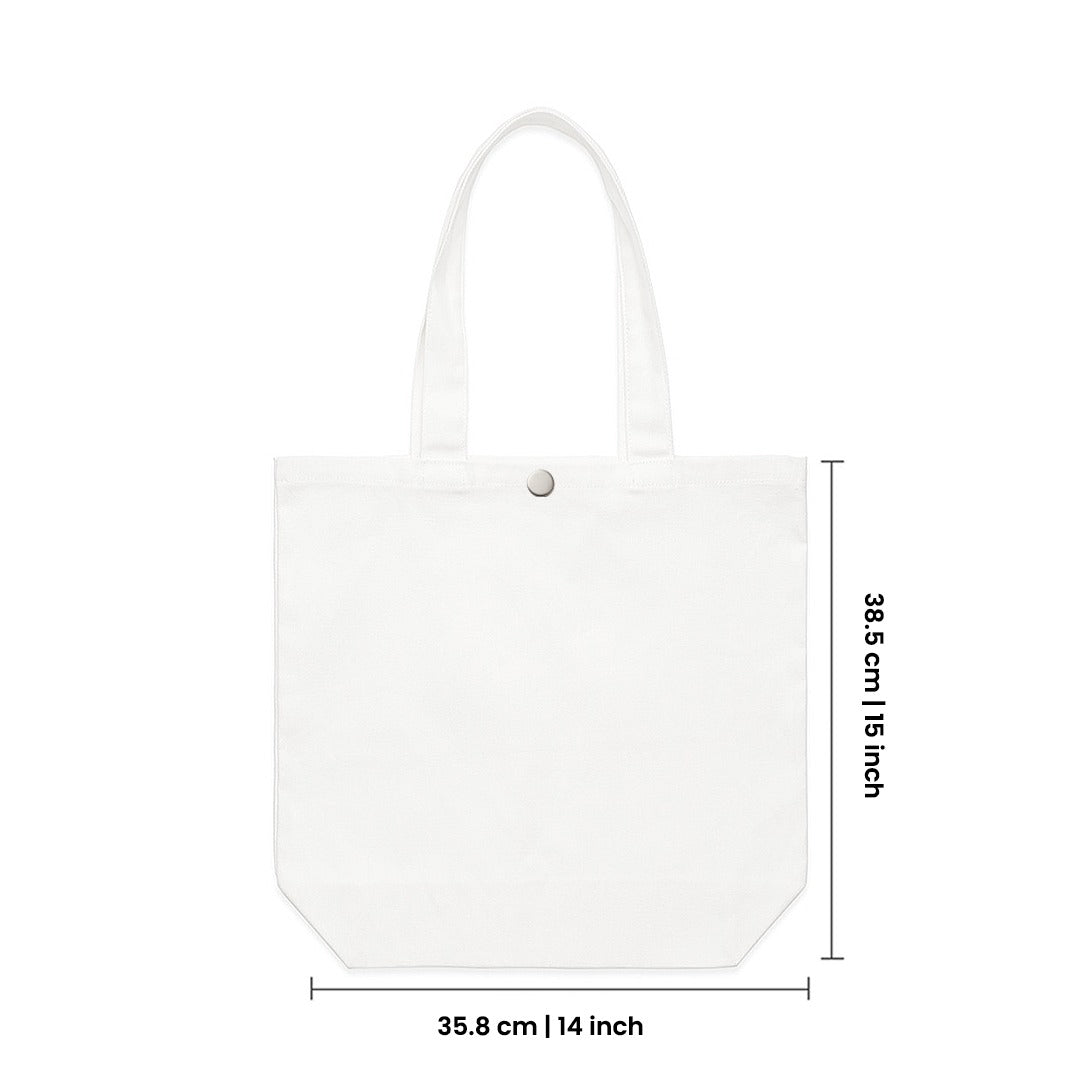 حقيبة حمل قطنية سادة بأزرار - 15 بوصة × 14 بوصة/متوسطة/ الطباعة غير متضمنة