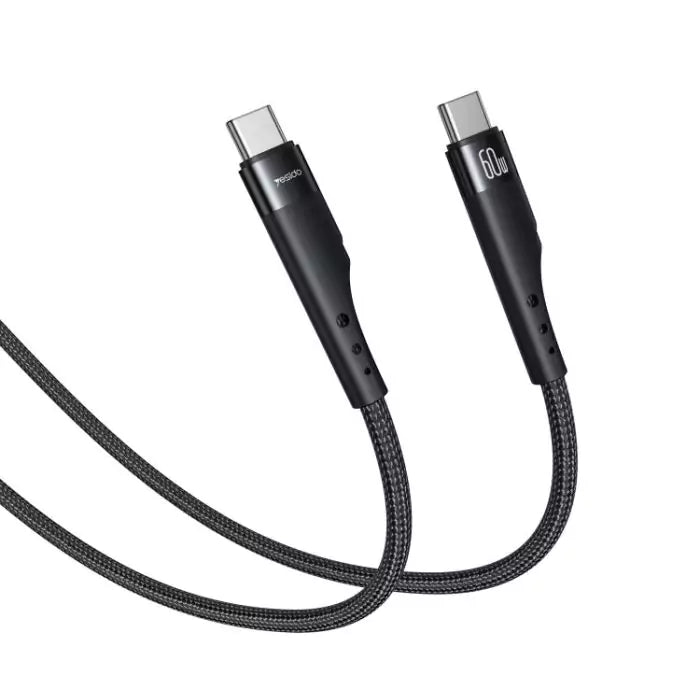 Yesido CA116 Braided Data Cable PD Fast Charging Cable - 3M / 60W / Type-C - Black