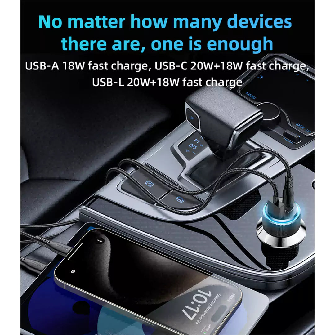 Yesido Y60 38W Car Charger - Built-in Type-C Cable