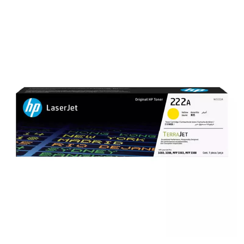 خرطوشة حبر طابعة ليزر جت أصلية صفراء من HP 222A - 1200 صفحة / خرطوشة حبر أصفر اللون / حبر أصفر