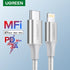 UGREEN US304 USB-C to Lightning MFi 20W PD Fast Charging Cable 1m - Silver