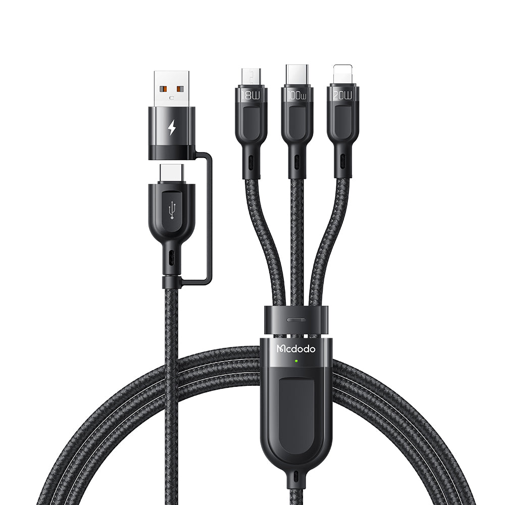 Mcdodo CA-880 Multifunction Data Cable &#8211; 2 in 1 PD USB-C / USB-A / Lightning / 1.2 Meters / Black