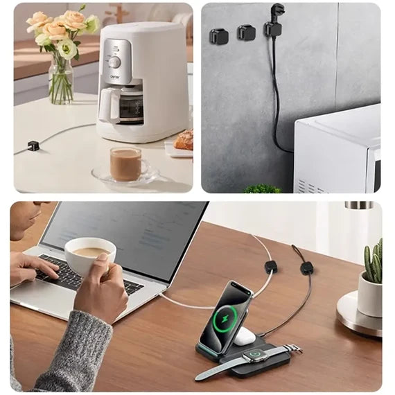 Yesido C216 4-Pack Magnetic Cable Clips - Residue-Free Cord Organizer for Workspace & Car