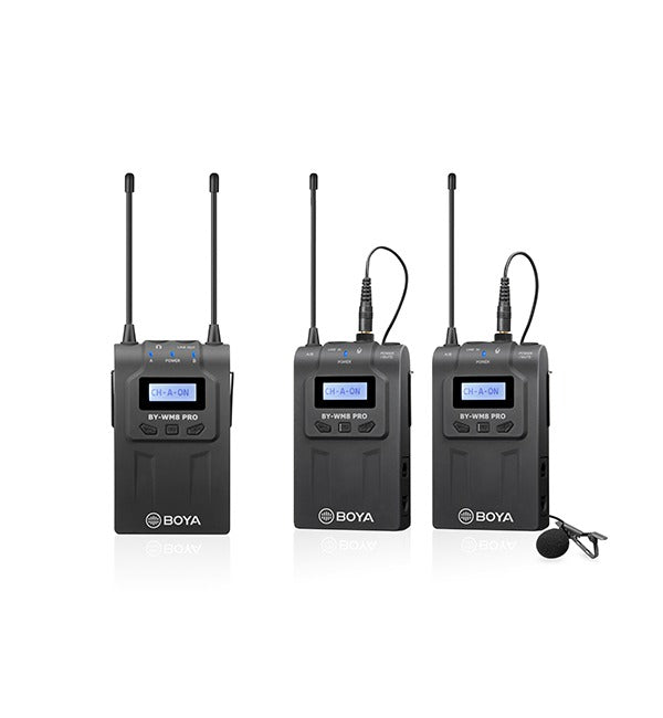 BOYA UHF Wireless Microphone System (1 Receiver, 2 Transmitters) &#8211; Black