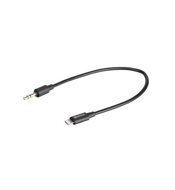 BOYA 3.5mm TRS Male to Lightning Male Adapter Cable (20cm) &#8211; Black