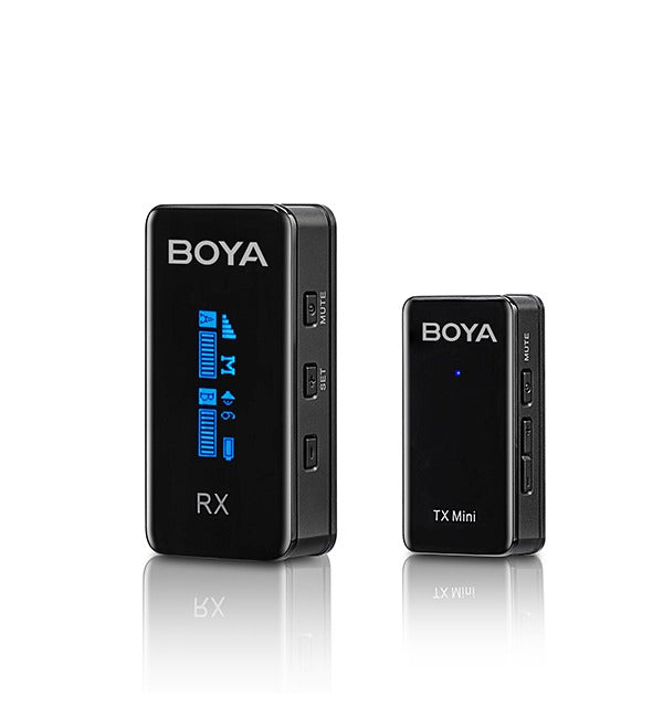 BOYA 2.4 جيجا هرتز أصغر ميكروفون لاسلكي (1 جهاز إرسال + 1 جهاز استقبال) – أسود 