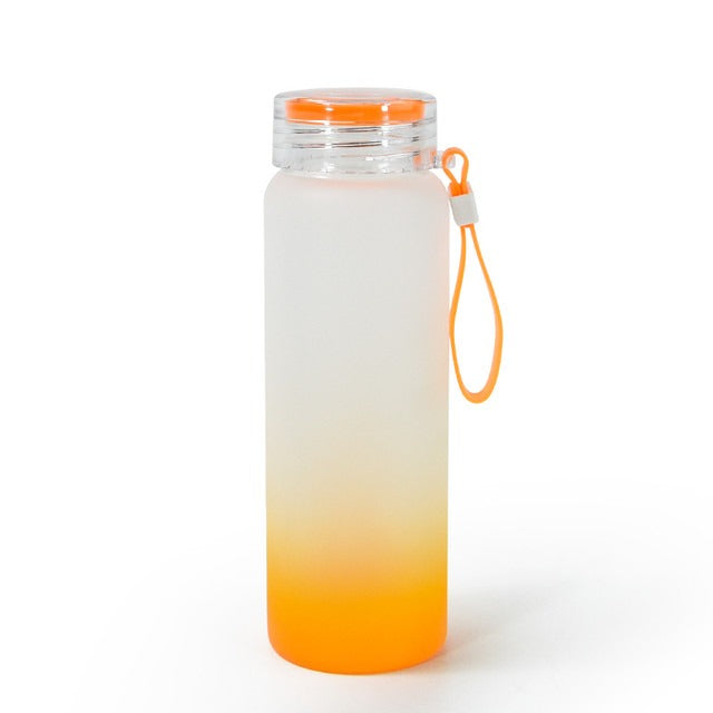 Frosted Gradient Color Matte Glass Water Bottle – 500ml/ Orange/ Sublimation Blank