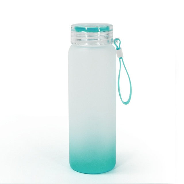 Frosted Gradient Color Matte Glass Water Bottle – 500ml/ Green/ Sublimation Blank