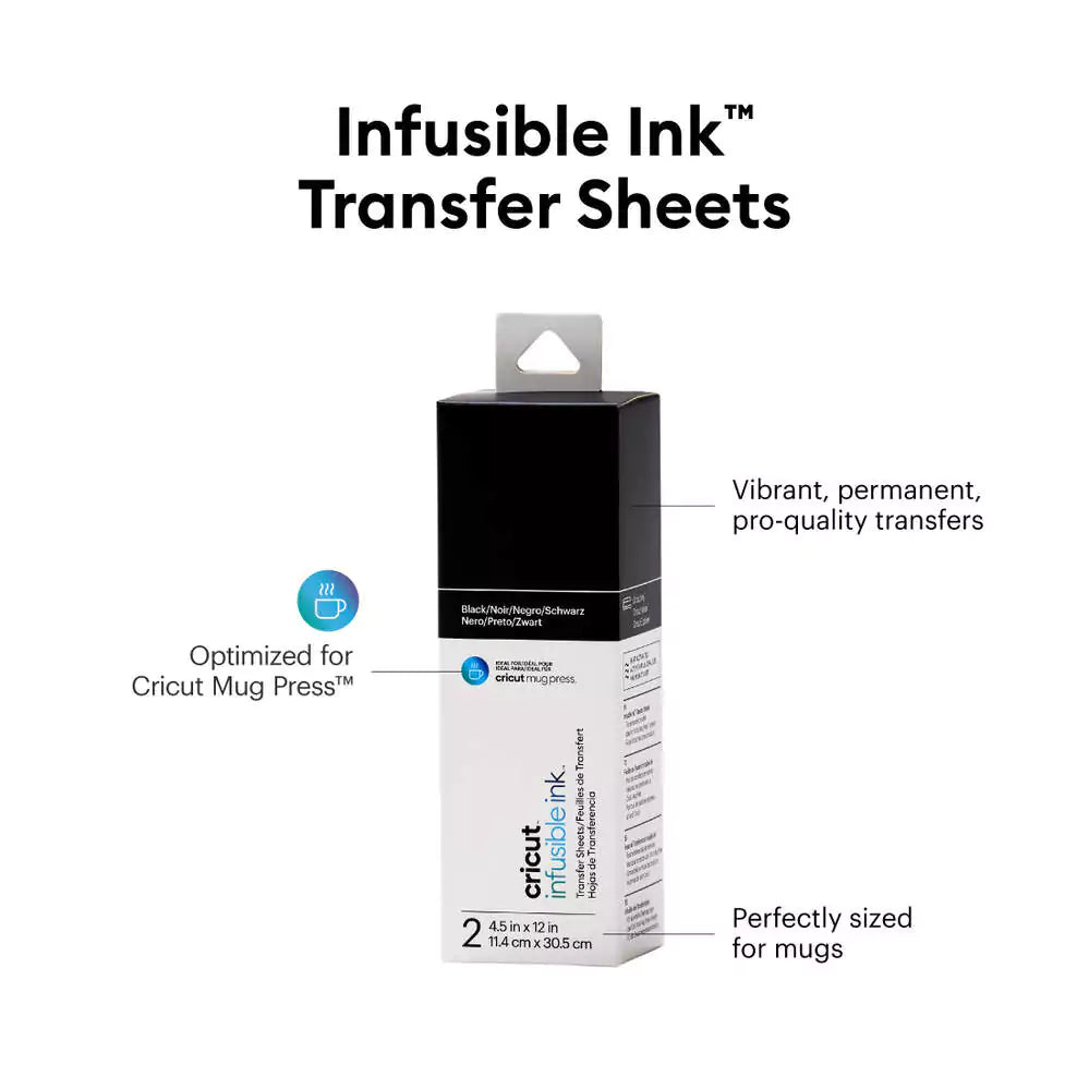 أوراق نقل Cricut Infusible Ink™ - 11.4 × 30.5 سم/ أسود/ ورقتان