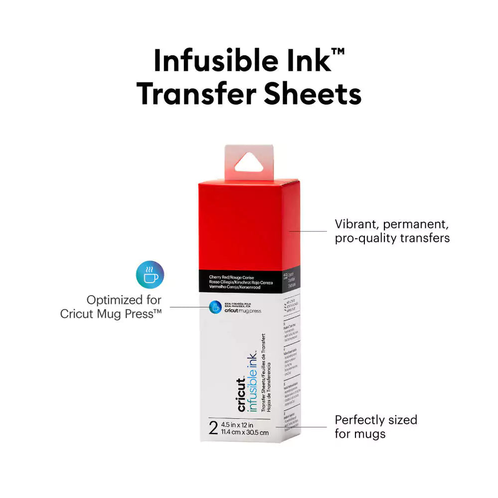 أوراق نقل Cricut Infusible Ink™ - 11.4 × 30.5 سم/ أحمر كرزي/ ورقتان