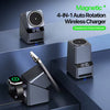 Magnetic 4 in 1 Auto Rotation Wireless Charger with Clock 15W